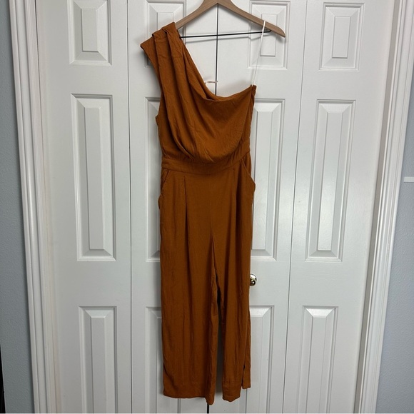 Free People Avery Jumpsuit One Shoulder Wide Leg Size 6 - Picture 2 of 13